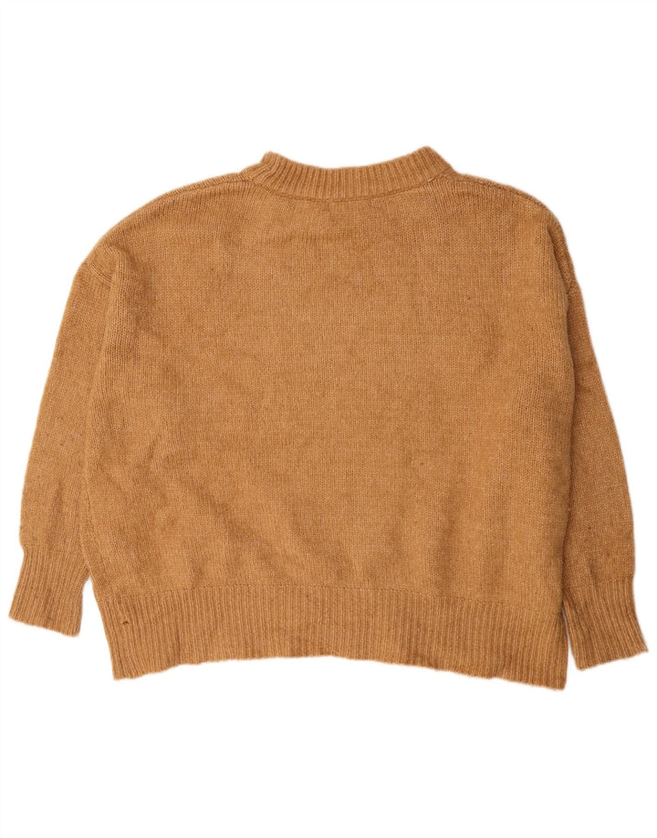 Maglione maglione oversize con collo dolcevita da donna Zara UK 10 piccolo acrilico beige