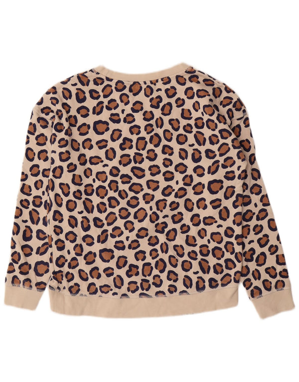 Boden Felpa oversize da donna Maglione UK 6 XS Beige Cotone con stampa animalier