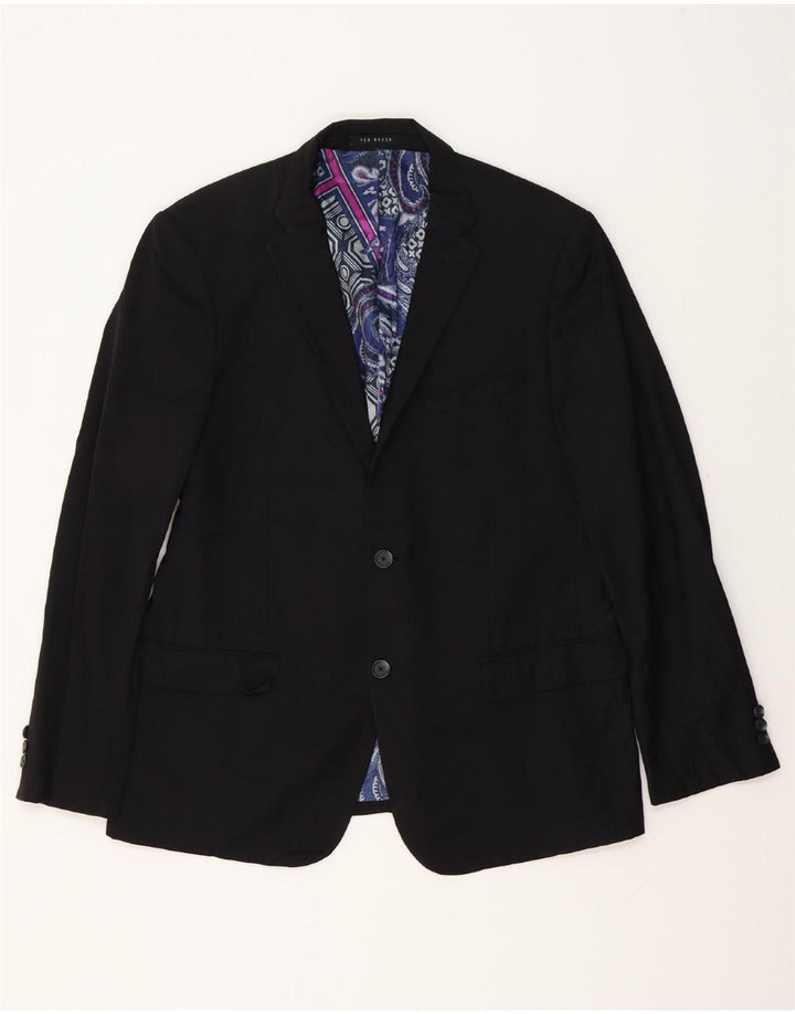 Giacca blazer da uomo a 2 bottoni TED BAKER UK 42 XL lana nera