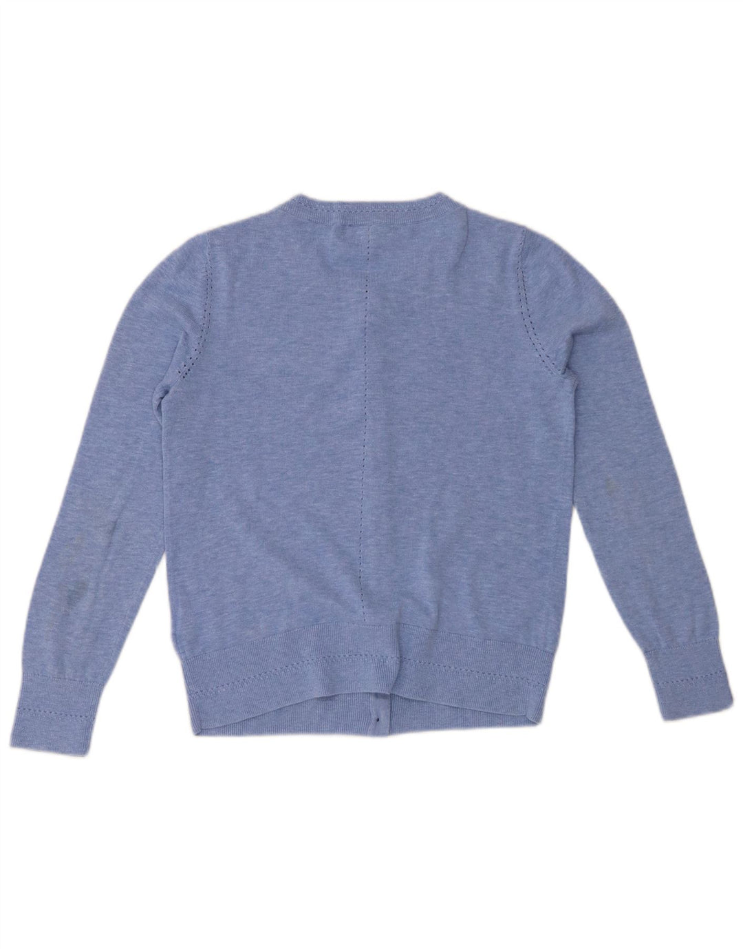 WHITE STUFF Maglione cardigan da donna UK 10 Piccolo cotone screziato blu