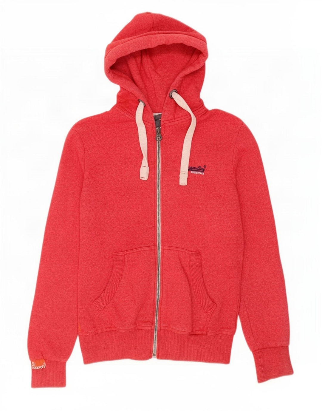 Maglione con cappuccio e zip da uomo Superdry in cotone rosso medio