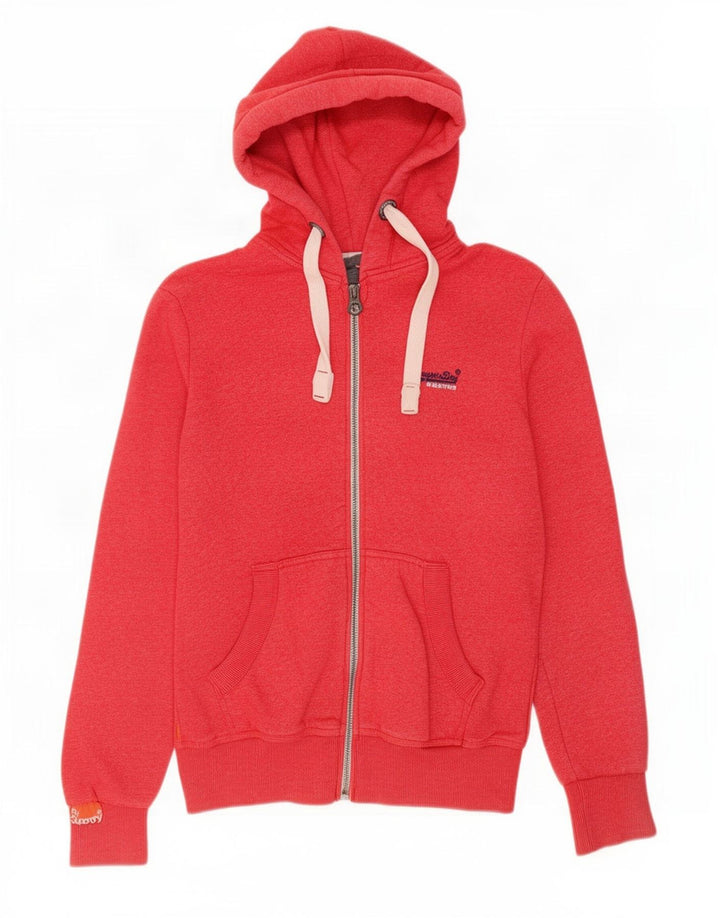Maglione con cappuccio e zip da uomo Superdry in cotone rosso medio