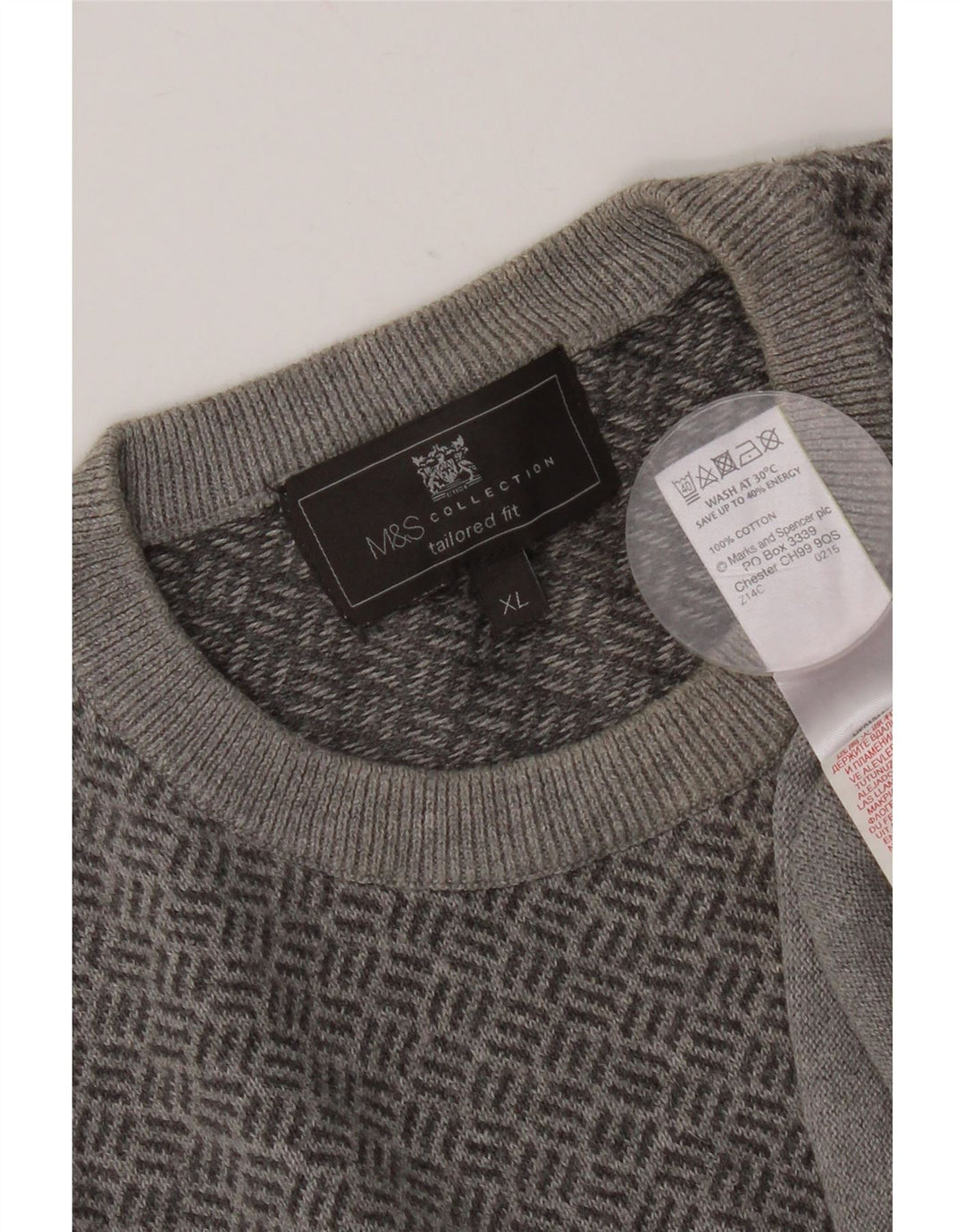 Maglione maglione girocollo da uomo Marks & Spencer su misura XL grigio