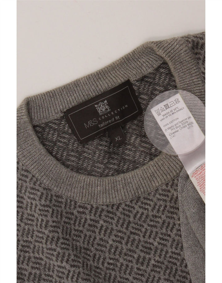 Maglione maglione girocollo da uomo Marks & Spencer su misura XL grigio