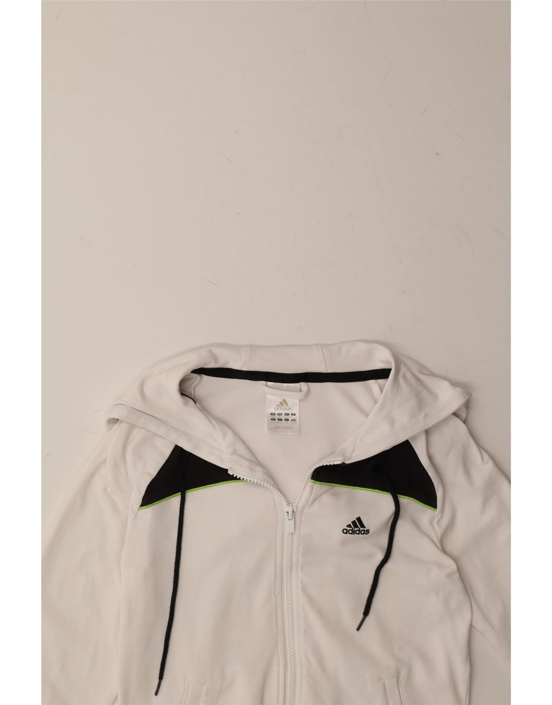ADIDAS Womens Zip Hoodie Sweater UK 0/2 2XS White Polyester Vintage Adidas and Second-Hand Adidas from Messina Hembry 