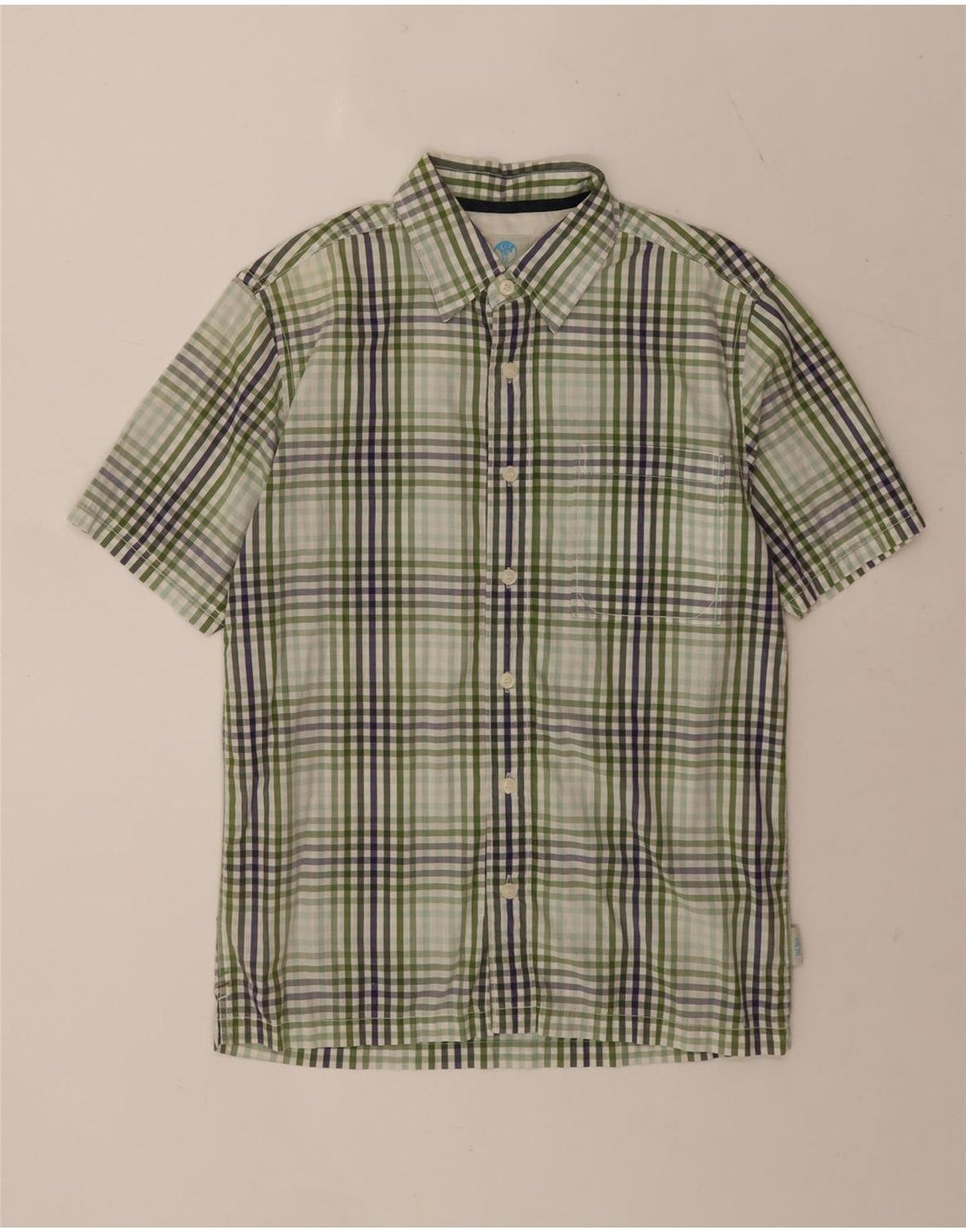 Camicia a maniche corte da uomo Fat Face piccola in cotone a quadretti verde