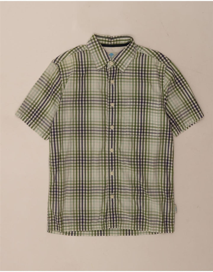 Camicia a maniche corte da uomo Fat Face piccola in cotone a quadretti verde