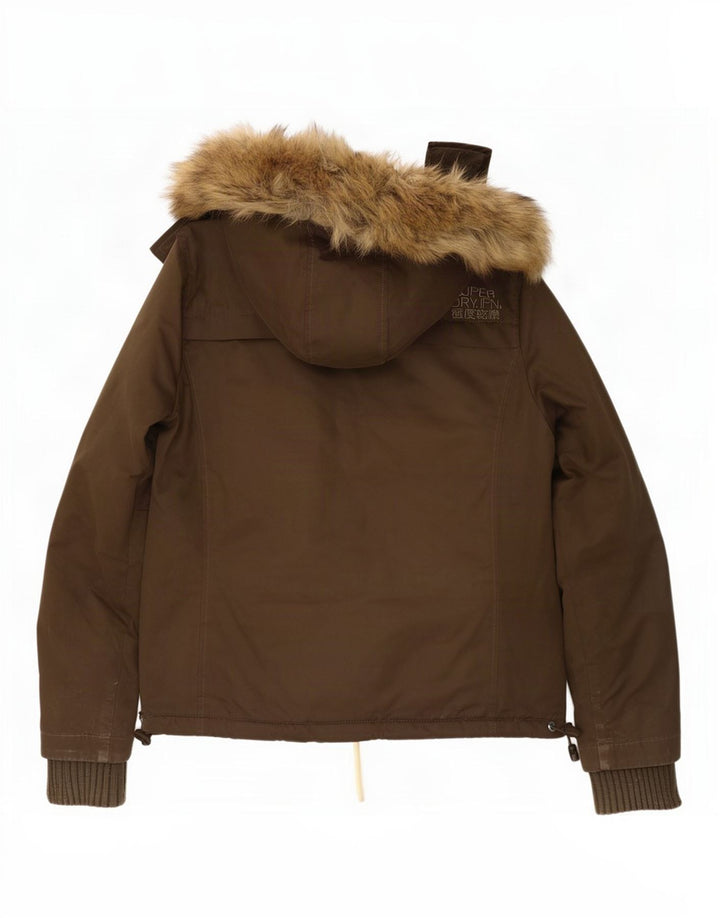 Giacca a vento con cappuccio da donna Superdry UK 18 XL Poliestere kaki