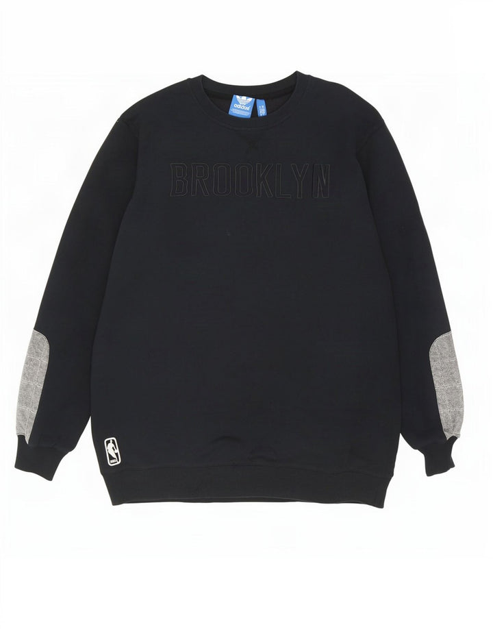 Felpa grafica da uomo Adidas Felpa grande in cotone color block nero