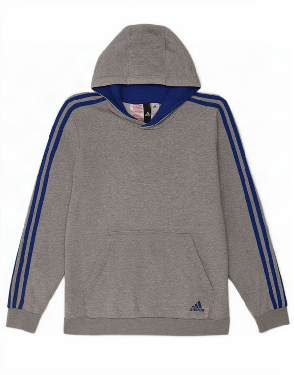 Felpa con cappuccio da ragazzo Adidas 13-14 anni in cotone grigio