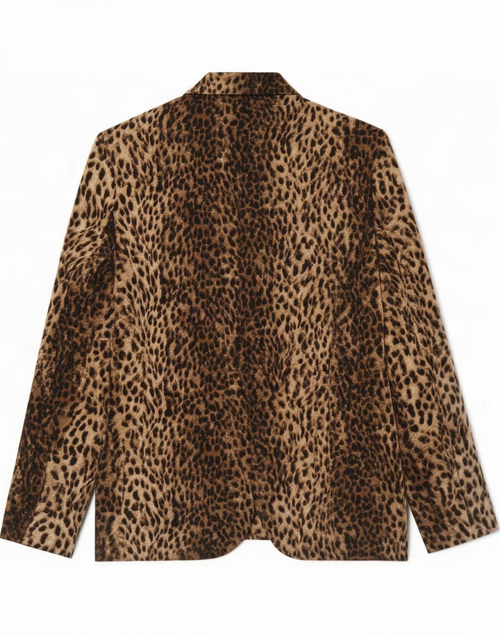 Zara Giacca blazer da donna a 1 bottone UK 14 Large Marrone con stampa animalier in poliestere