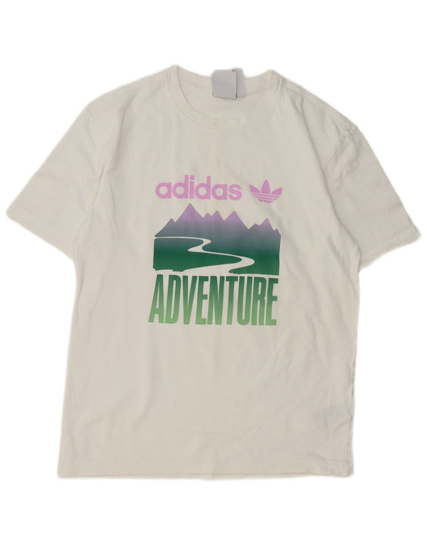 T-shirt grafica da uomo Adidas Top XS in cotone bianco
