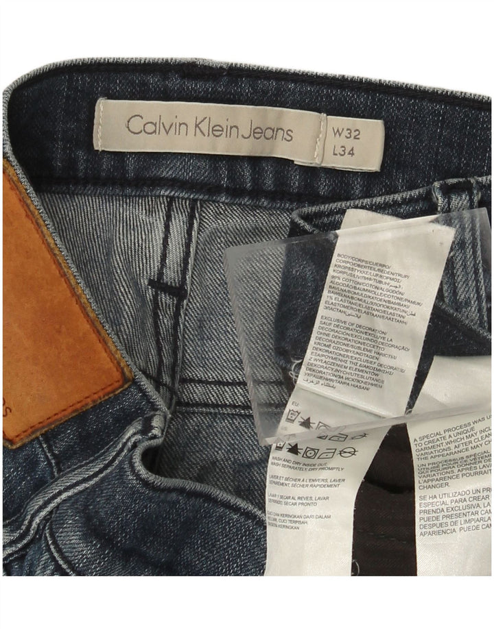 CALVIN KLEIN Jeans slim invecchiati da uomo W32 L34 cotone blu