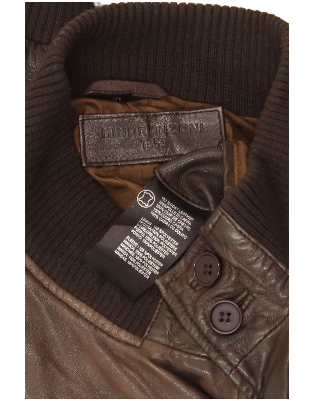 Giacca in pelle da uomo Minoronzoni 1953 UK 42 XL Pelle marrone