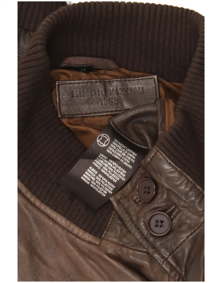 Giacca in pelle da uomo Minoronzoni 1953 UK 42 XL Pelle marrone