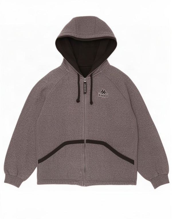 Maglione con cappuccio e zip grafica da uomo Kappa grigio medio a righe