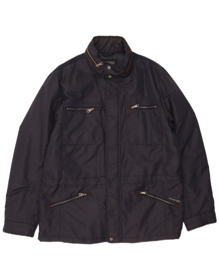 Giacca utility da uomo con cappuccio Geox UK 46 3XL Blu Navy