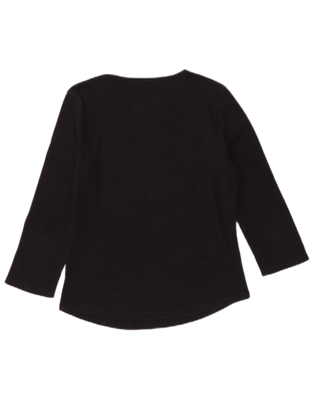 ARMANI JEANS Top grafico da donna manica 3/4 UK 12 cotone nero medio