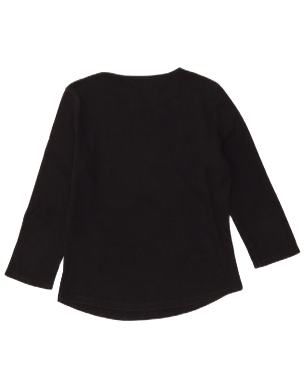 ARMANI JEANS Top grafico da donna manica 3/4 UK 12 cotone nero medio