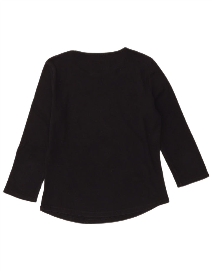 ARMANI JEANS Top grafico da donna manica 3/4 UK 12 cotone nero medio