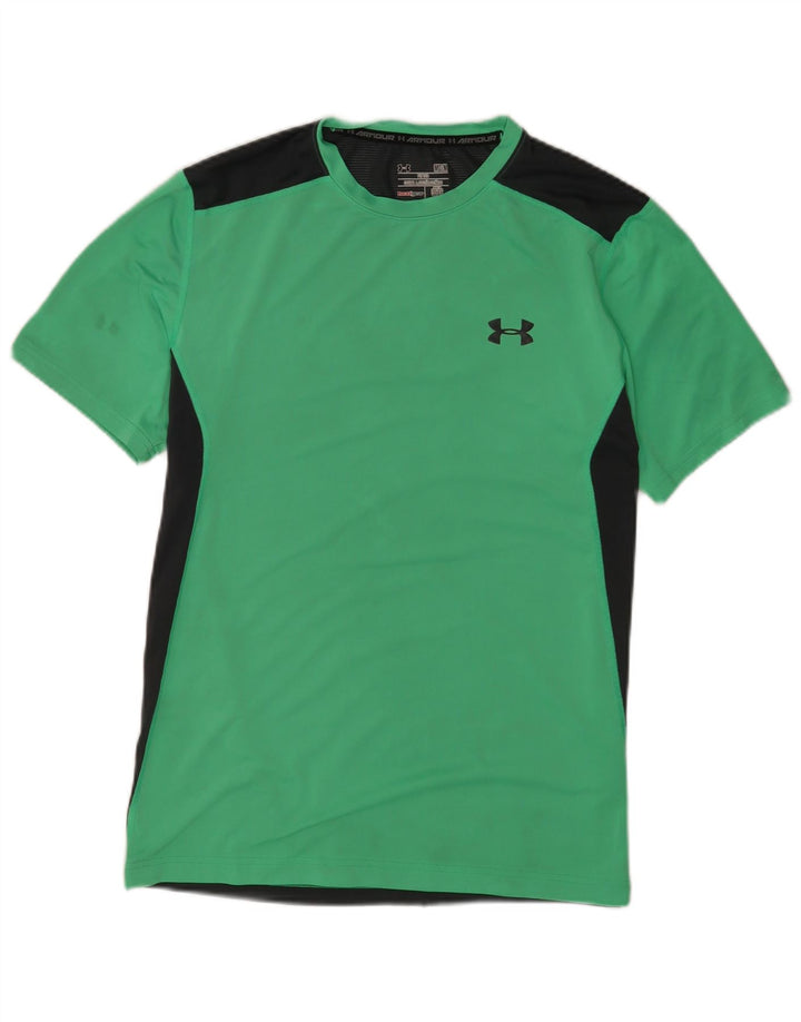 Maglietta Under Armour da uomo Heat Gear Top in poliestere color block verde medio