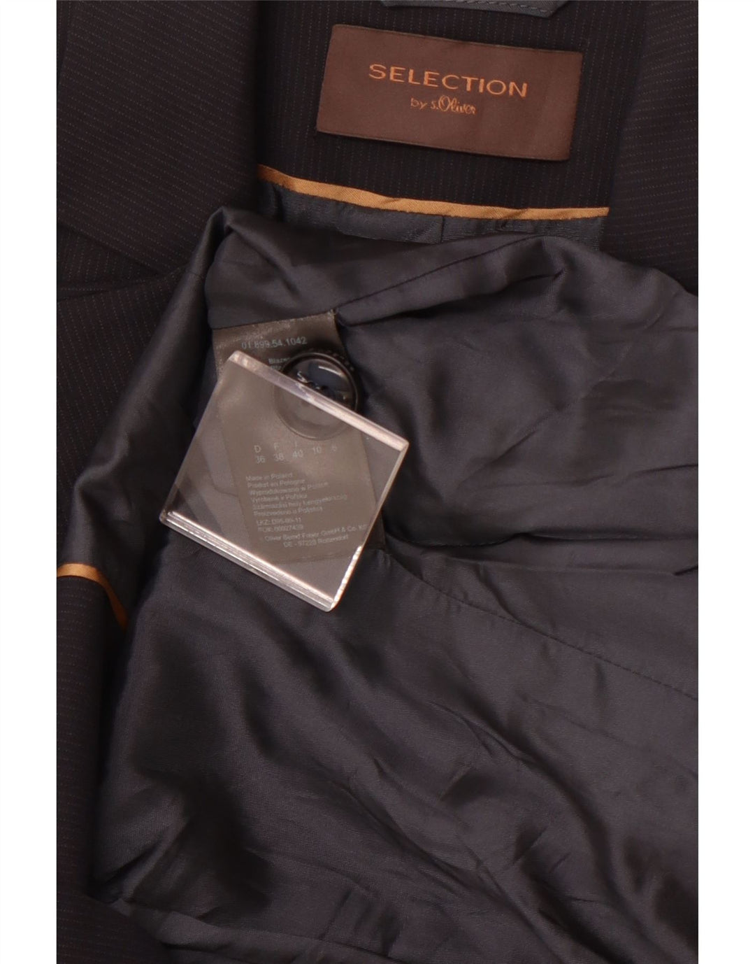 Giacca blazer da donna a 2 bottoni S.OLIVER UK 10 piccola gessata blu navy