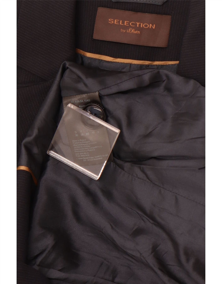 Giacca blazer da donna a 2 bottoni S.OLIVER UK 10 piccola gessata blu navy