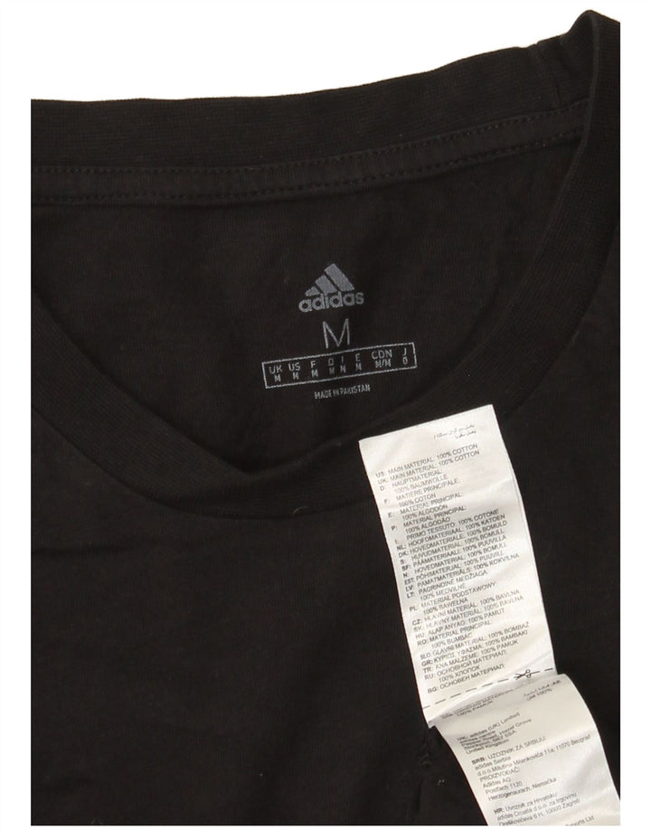 T-shirt Adidas da uomo Top media in cotone nero