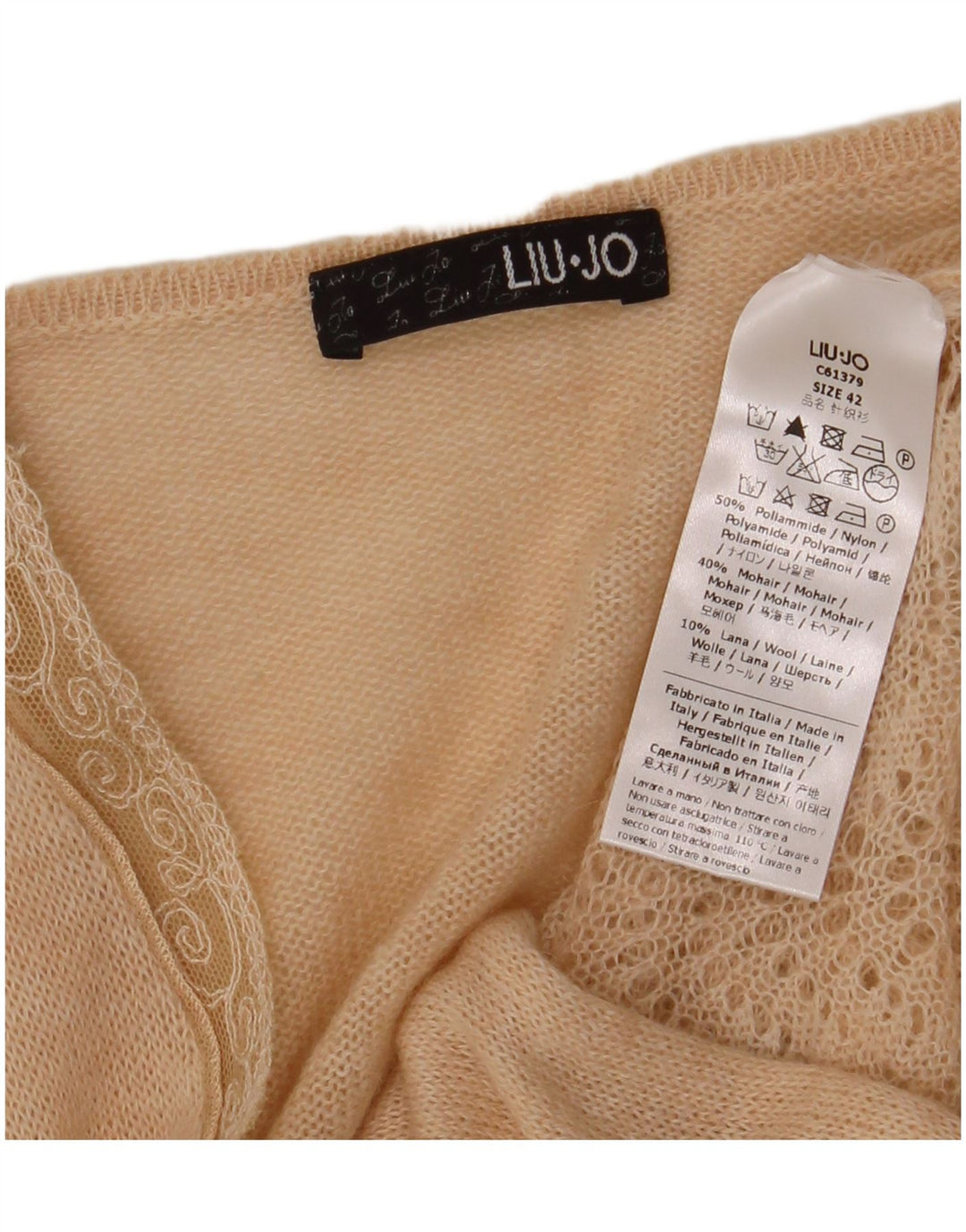 LIU JO Maglione cardigan con cravatta da donna IT 42 Poliammide beige medio