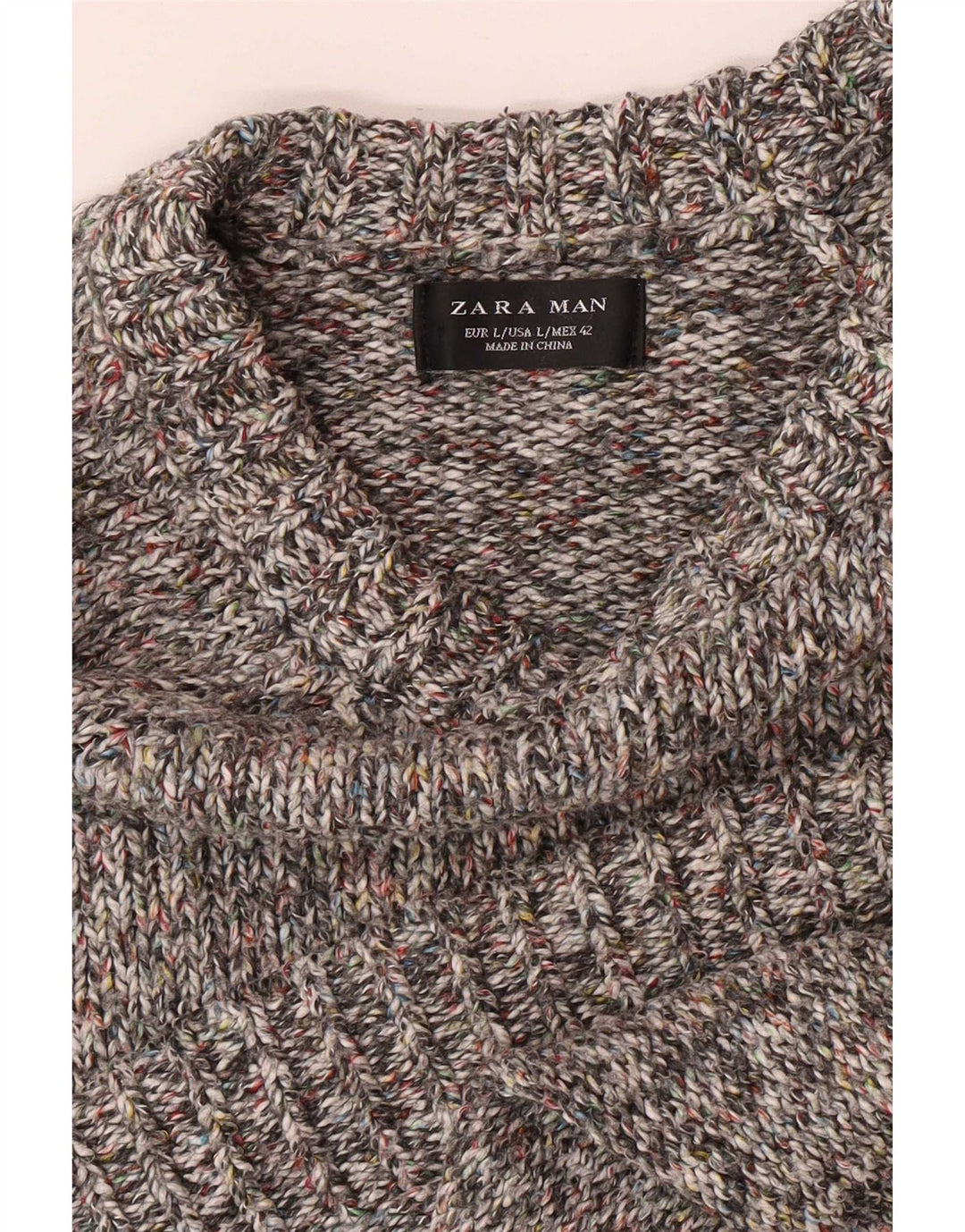 Maglione Zara da uomo con scollo a barca grande grigio screziato