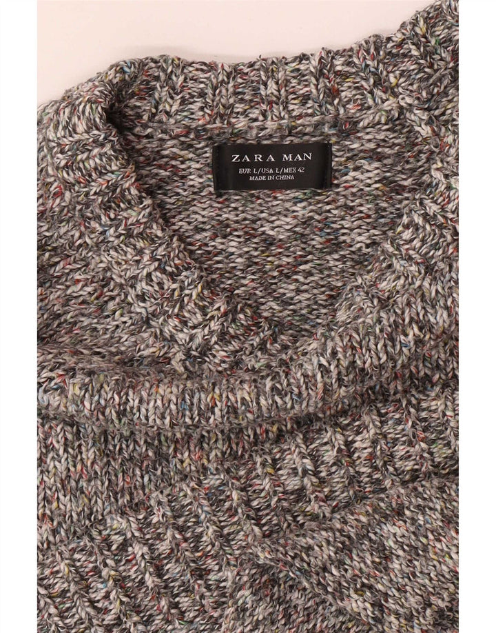 Maglione Zara da uomo con scollo a barca grande grigio screziato