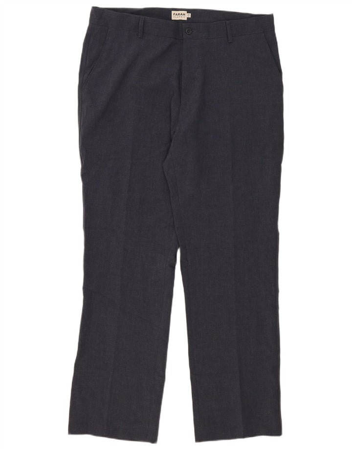 Pantaloni da abito da uomo dal taglio classico Farah W38 L31 poliestere blu navy