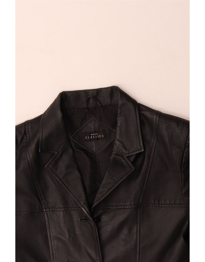 Cappotto in pelle da donna VINTAGE UK 14 Pelle nera media