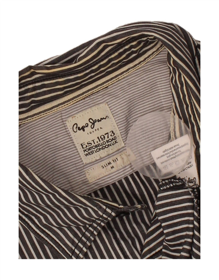 PEPE JEANS Mens Slim Fit Shirt Medium Black Striped Cotton Vintage PEPE Jeans and Second-Hand PEPE Jeans from Messina Hembry 