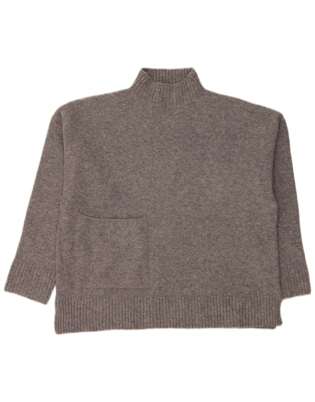 Maglione maglione oversize con collo dolcevita da donna Zara UK 10 piccolo acrilico grigio