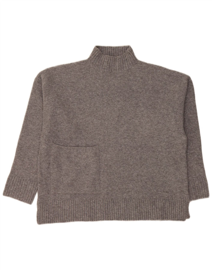 Maglione maglione oversize con collo dolcevita da donna Zara UK 10 piccolo acrilico grigio