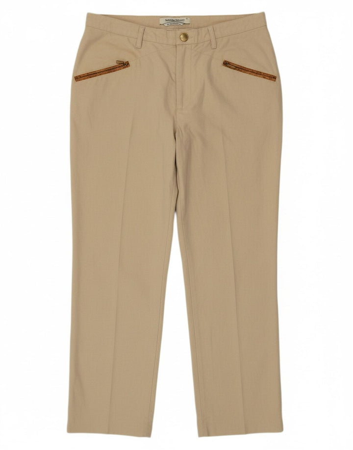 MARINA RINALDI Womens Casual Trousers Size 23 Medium W34 L30 Beige