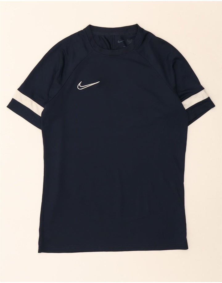 T-shirt Nike da uomo Dri Fit, top in poliestere color block medio blu navy