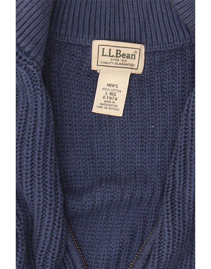 Maglione cardigan con zip intera da uomo L.L.Bean grande cotone blu navy