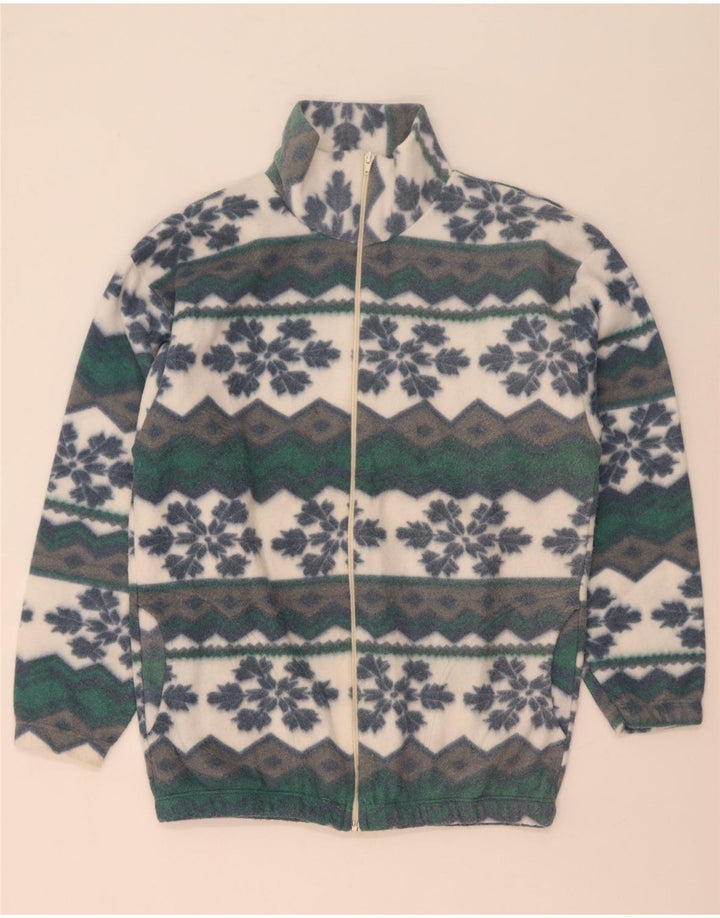 Giacca in pile vintage da uomo UK 38 Fair Isle medio multicolore