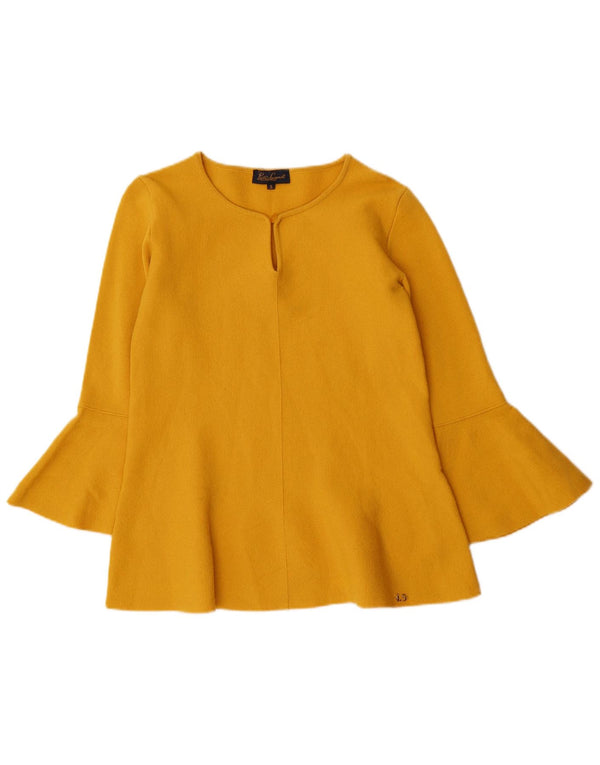 Luisa Spagnoli Camicetta da donna con maniche a 3/4 Top UK 10 Small Giallo