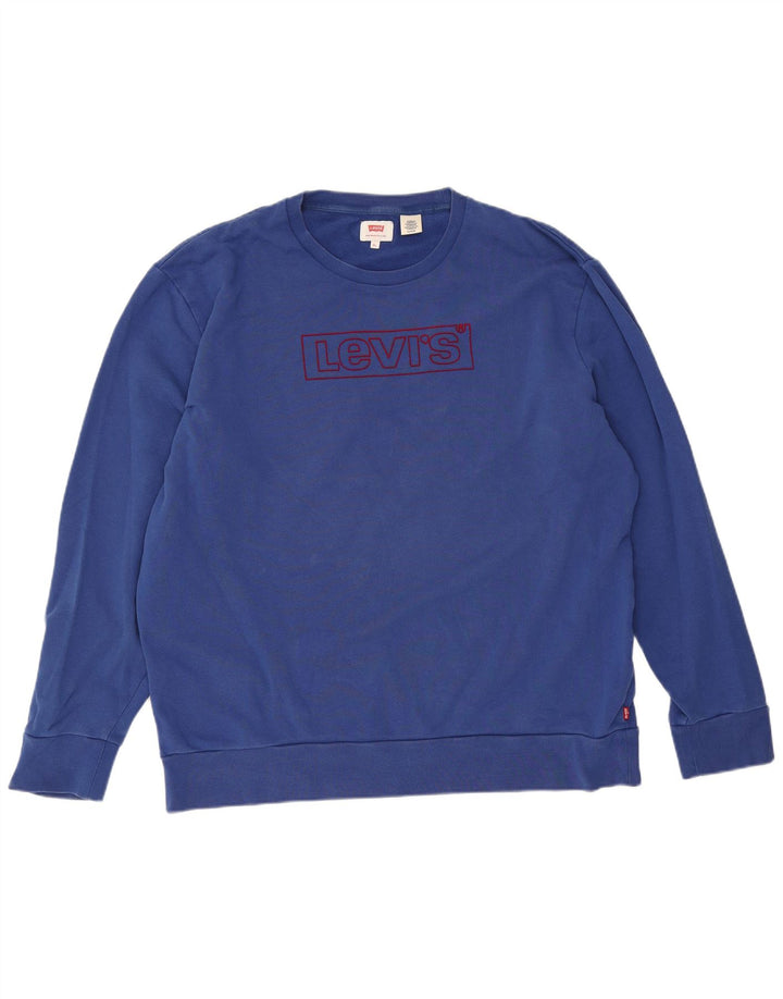 Felpa grafica da uomo Levi's, maglione XL, cotone blu