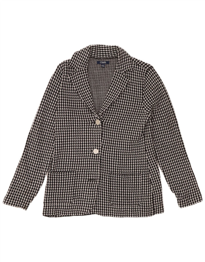 CHAPS Giacca da donna in maglia a 3 bottoni lavorata a maglia UK 12 media pied de poule nera