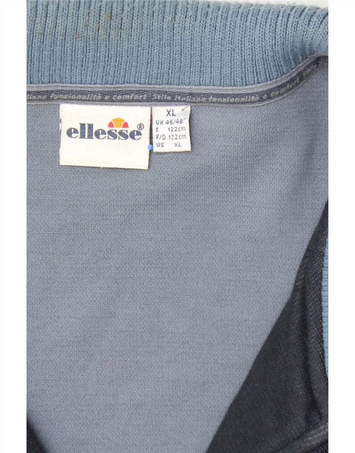 ELLESSE Mens Tracksuit Top Jacket XL Navy Blue Colourblock Cotton