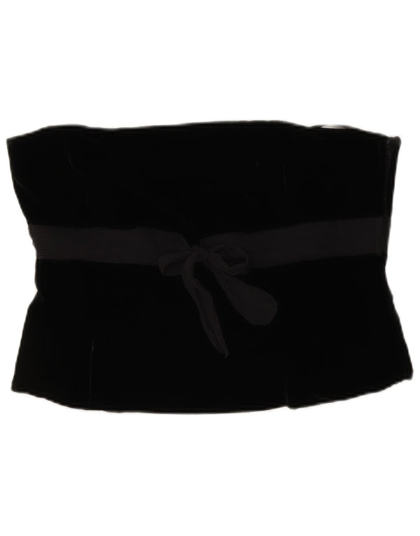 LAURA ASHLEY Top con corsetto in velluto da donna UK 14 Viscosa nera media