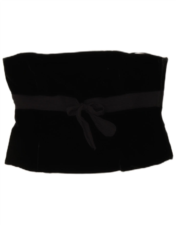 LAURA ASHLEY Top con corsetto in velluto da donna UK 14 Viscosa nera media