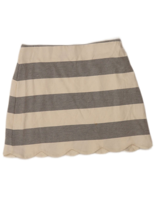 Topshop Womens Mini Skirt UK 10 Small W28 Off White Striped Viscose