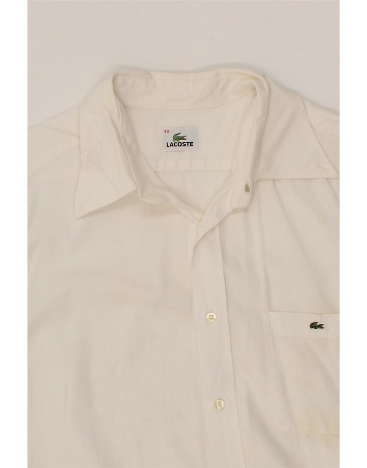LACOSTE Mens Short Sleeve Shirt Size 43 Large White Cotton Vintage Lacoste and Second-Hand Lacoste from Messina Hembry 