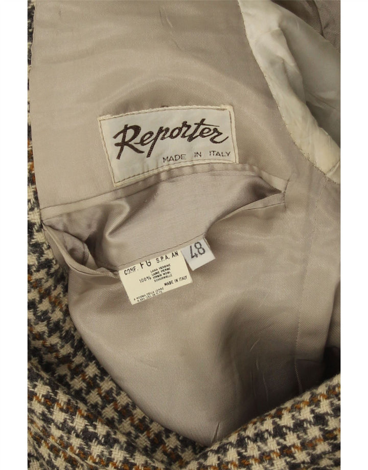 Giacca blazer da uomo a 2 bottoni Reporter IT 48 lana pied de poule marrone medio