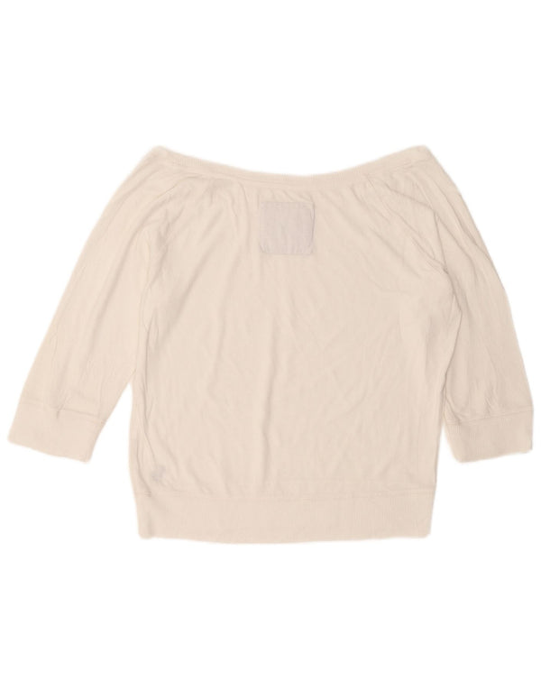 ABERCROMBIE & FITCH Maglione da donna con scollo a barca UK 16 Large Bianco